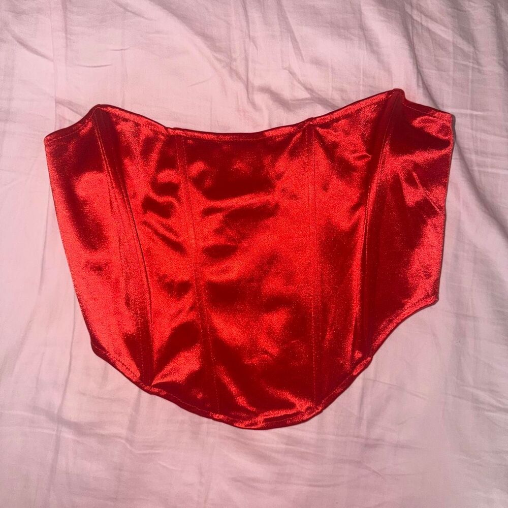 Red Strapless Corset Top - Picture 3 of 5